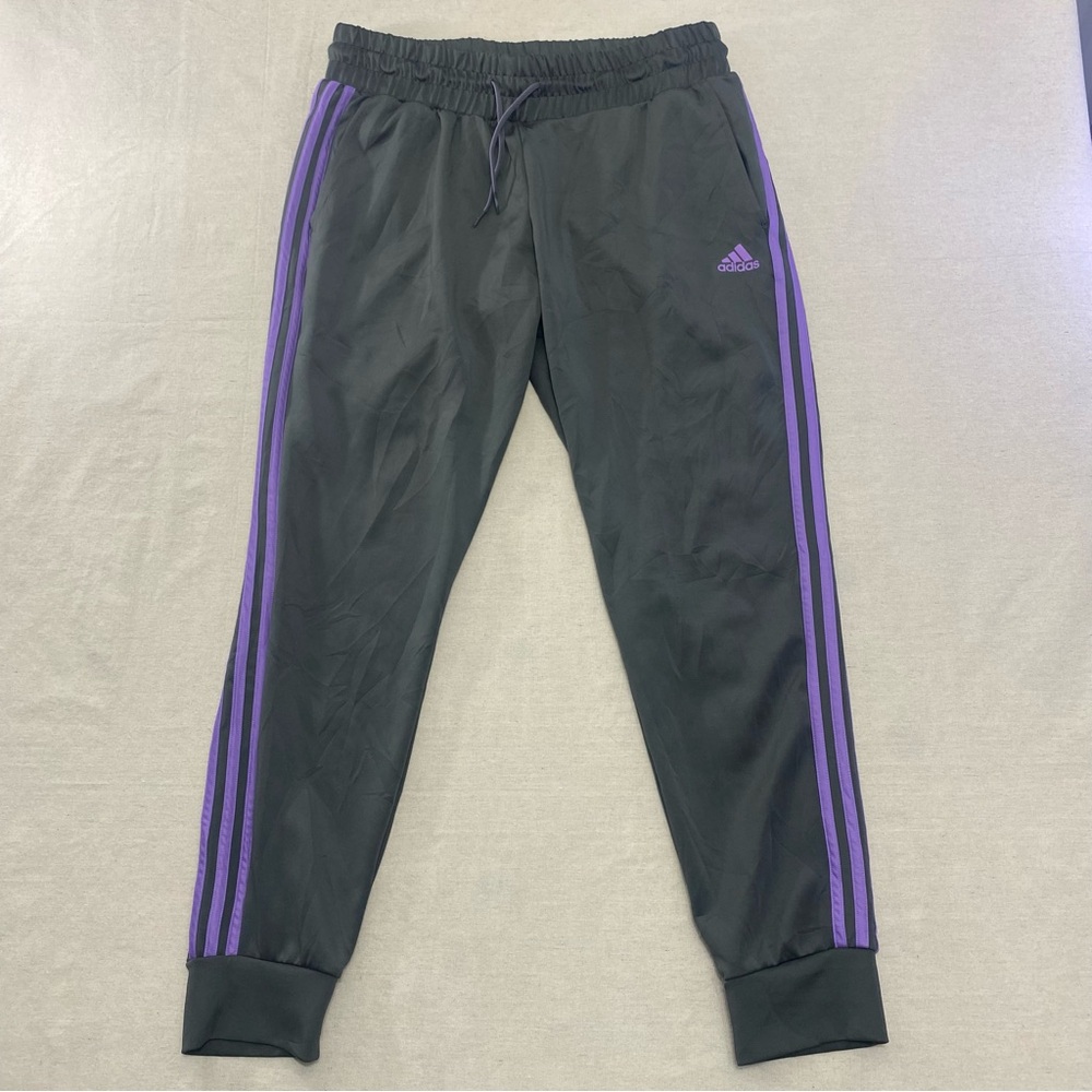ADIDAS Gray Purple 3 Stripe SJ Golf Regular Fit Jogger Pants Large Womens
